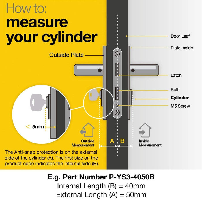 Yale Platinum 3 Star High Security Euro Cylinder Lock UPVC Doors Anti Snap TS007