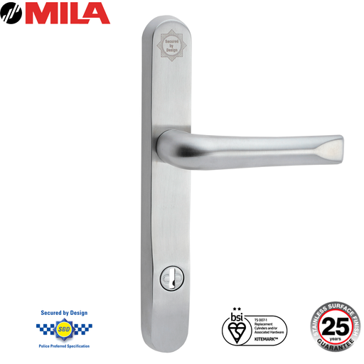 High Security UPVC Door Handle 92mm PZ 211mm PAS24 Secure By Design 2* Kitemark Stainless Steel