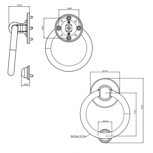 Fab Fix Heritage Bull Ring Door Knocker Easy Fit Heavy Duty