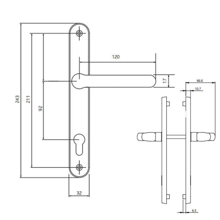 Fab Fix Balmoral UPVC Lever Door Handles 92pz 211mm Screw Centres