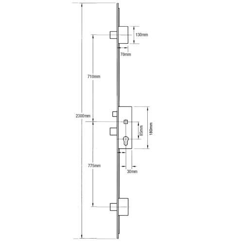 Ucem Latch 3 Deadbolts Key Wind