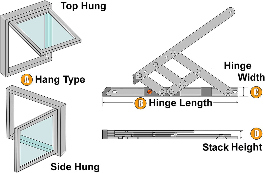 Yale uPVC Window Hinge Double Glazing Friction Stay PVC 13mm Side Hung 16" 13mm