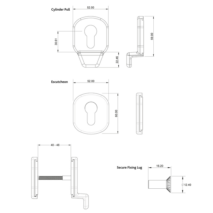 Fab Fix High Quality Various Finish Euro Door Cylinder Pull