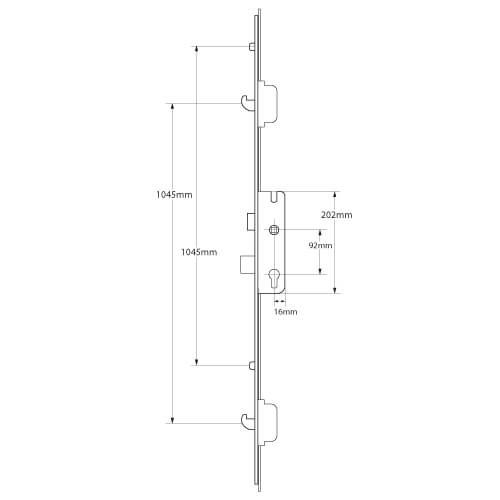 Maco CTS Latch, Deadbolt, 2 Rollers, 2 Hooks - Master French Door Lock Section