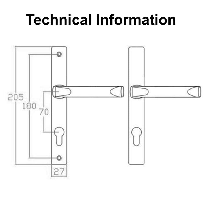 UPVC Door Handle Hoppe Ferco 70mm 70PZ 180mm Fixings Double Glazing Pair Set