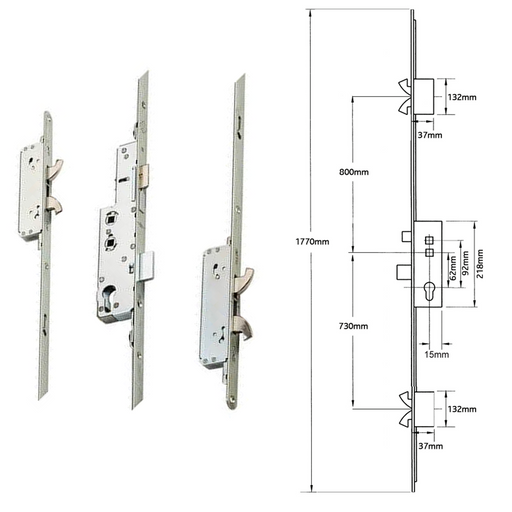 Avocet Timber/Composite Affinity Bastion Latch Deadbolt 4 Hooks Double Spindle Multipoint Door Lock