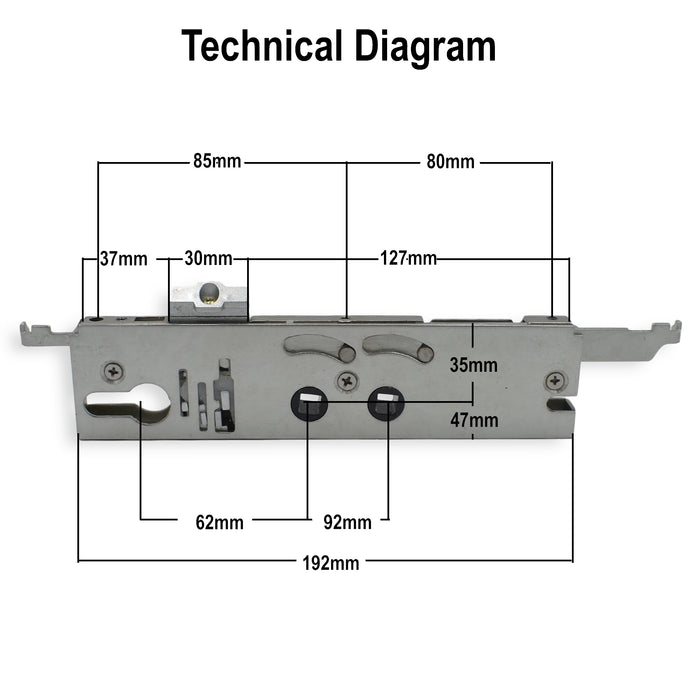 Yale G2000 UPVC Multi Point Door Lock Gearbox Case 35mm Twin Spindle