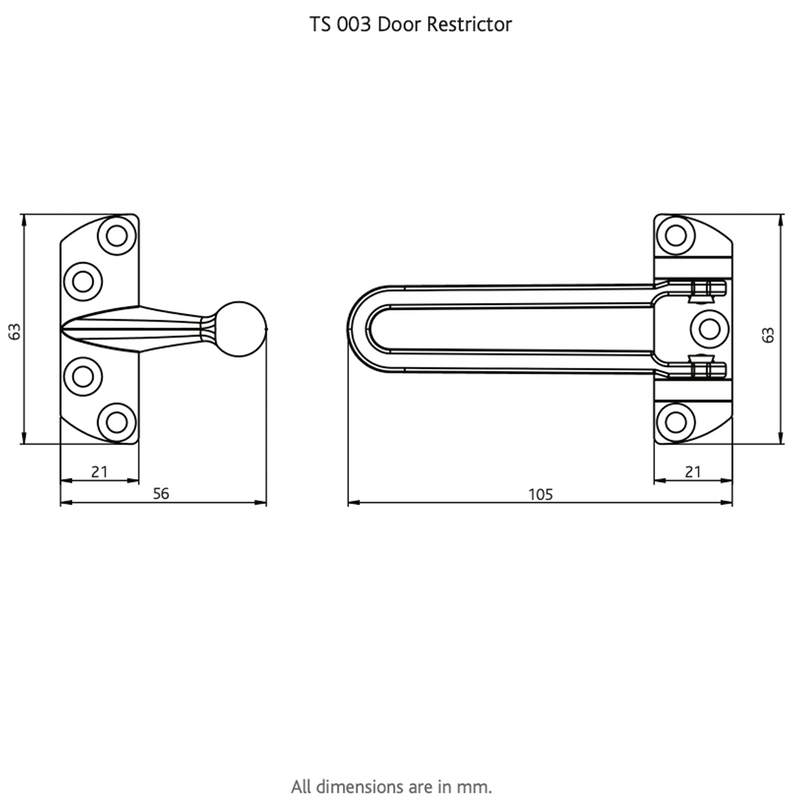 ERA Heavy Duty Security Door Bar Security Door Guard Slide Bolt Safety Lock Catch TS 003
