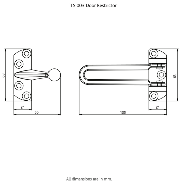 ERA Heavy Duty Security Door Bar Security Door Guard Slide Bolt Safety Lock Catch TS 003