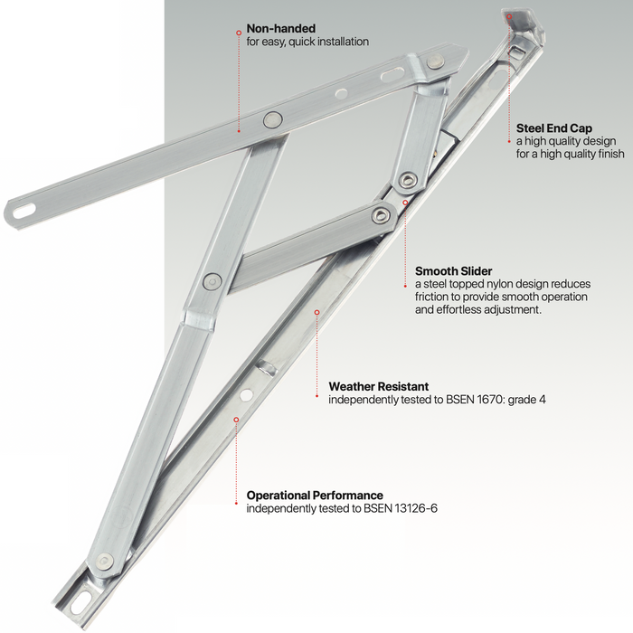 uPVC Universal Window Hinge Kit Double Glazing Friction Stay PVC 13mm 17mm Stack 24 inch High Quality Non Handed Stainless Steel