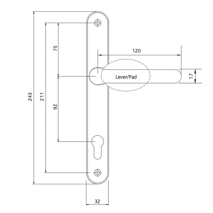 High Security UPVC Door Handle 92mm PZ 211mm PAS24 Secure By Design 2* Kitemark PVD Gold