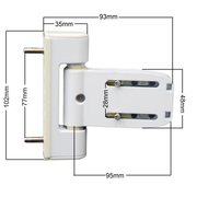 White UPVC Door Flag Hinge Double Glazing Paddock Neon 3d Hinge by Yale