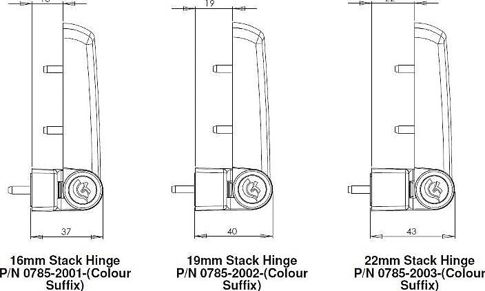 16 / 19 / 22 mm stack heights